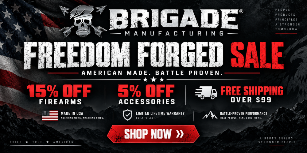 Brigade Manufacturing Labor Day Sale with 15 percent off firearms and 5 percent off accessories
