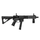 BM-9 9mm Forged Receiver, Cerakote Armor Black, 9" Barrel MOE Stock with MOE pistol grip, vertical grip, and flip-up sights, 8" U-lok Rail, A2 Flash Hider