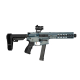 Fostech Edition 9mm Forged 9" Barrel Padded Buffer Tube 8" Rail Mini Can w/ FDE Sight and Fostech Grip-Cerakote Titanium Blue